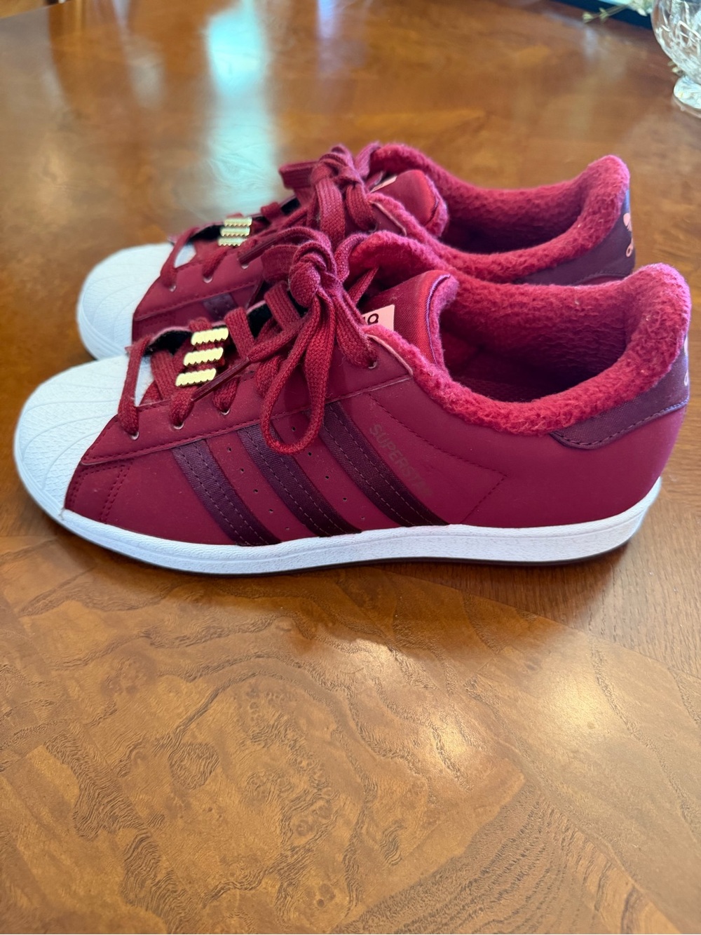adidas Women's Superstar Sneaker — Burgundy/White